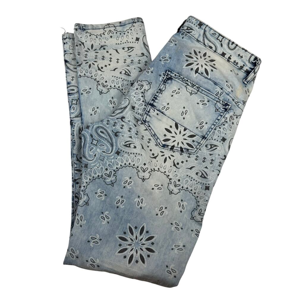 Rutherford Y2K Bandana Print Light Wash Skinny Jeans